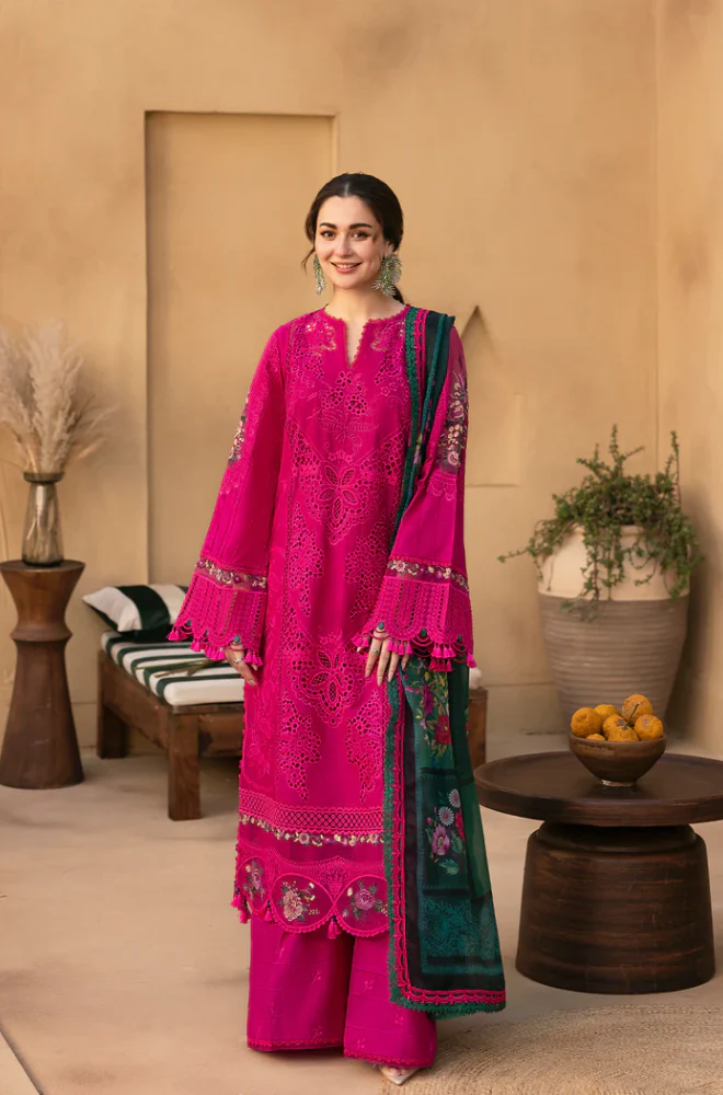 Pink Chikankari 3 Piece Lawn Suit – Premium Unstitched Lawn for Women in Pakistan