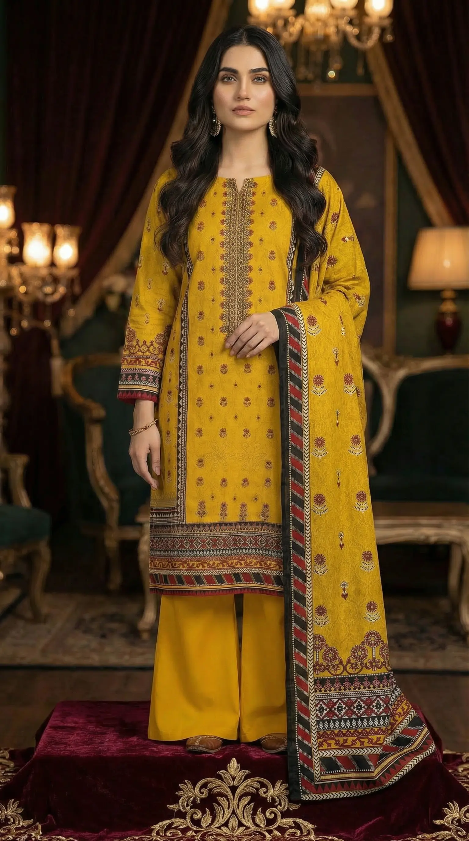 Premium Printed 3 Piece Lawn Suit | Embroidered Shirt & Lawn Dupatta